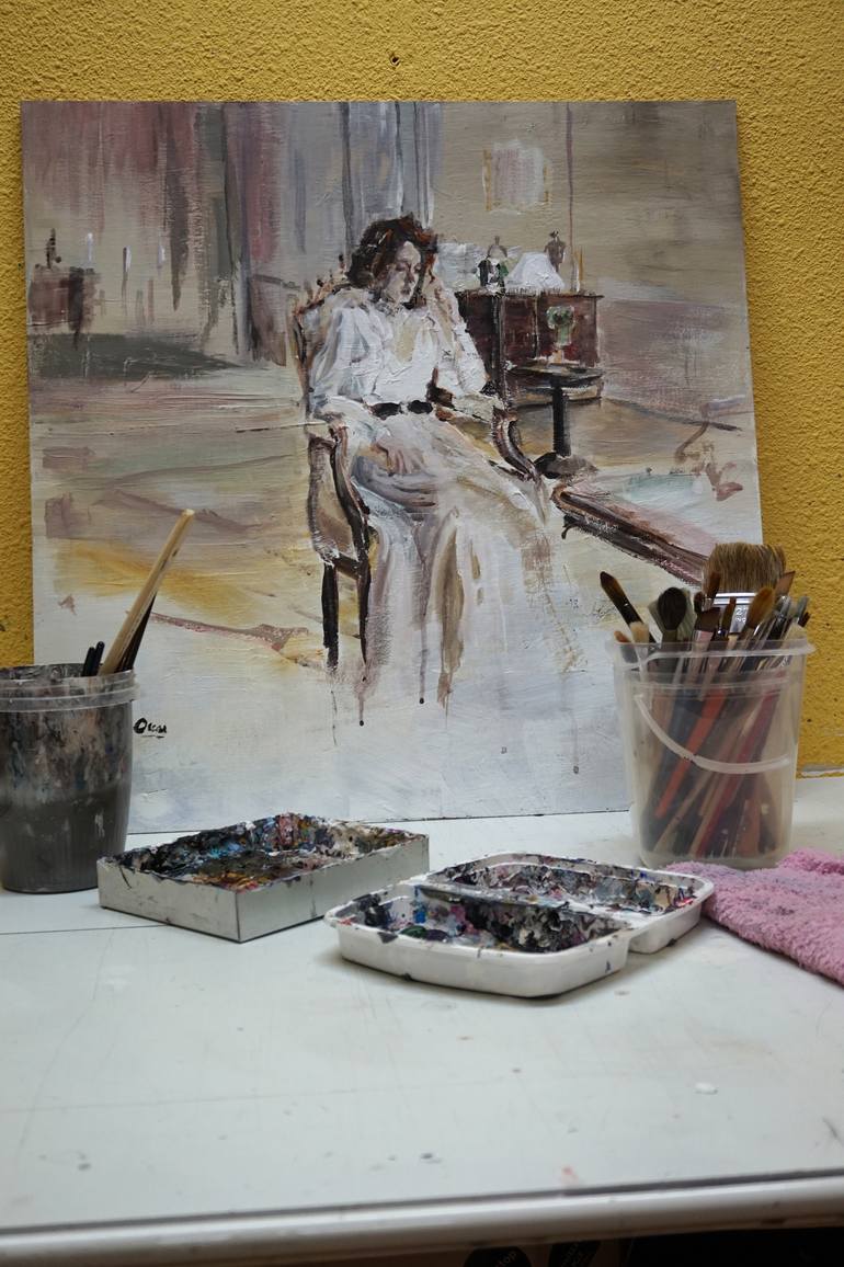 Original Figurative People Painting by Oscar Alvarez