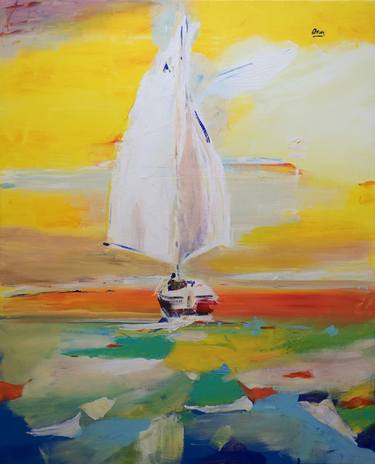 Print of Figurative Sailboat Paintings by OSCAR ALVAREZ