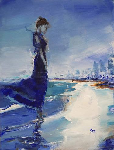 Print of Figurative Beach Paintings by OSCAR ALVAREZ