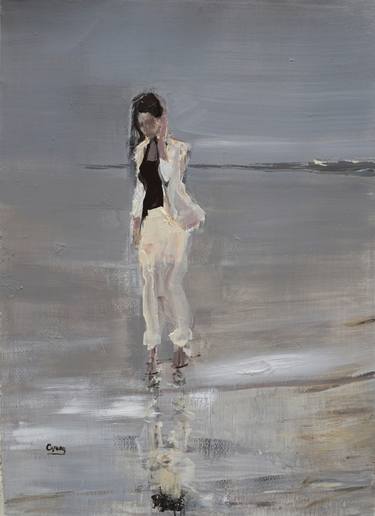 Print of Figurative Beach Paintings by OSCAR ALVAREZ