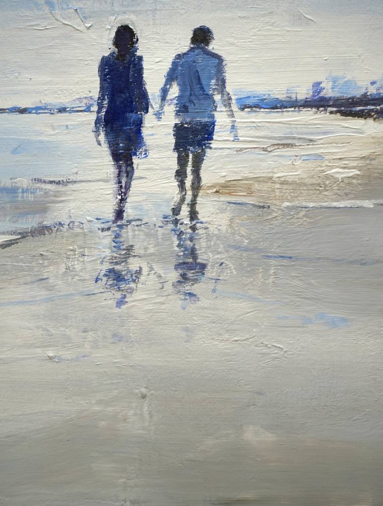 Original Figurative Beach Painting by OSCAR ALVAREZ