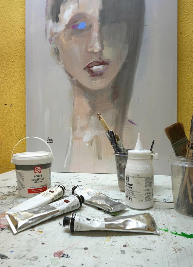 Original Portrait Painting by OSCAR ALVAREZ