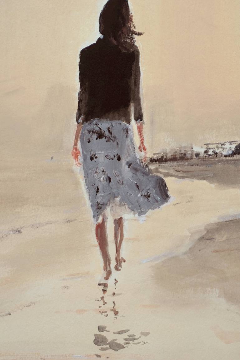 Original Figurative Beach Painting by OSCAR ALVAREZ