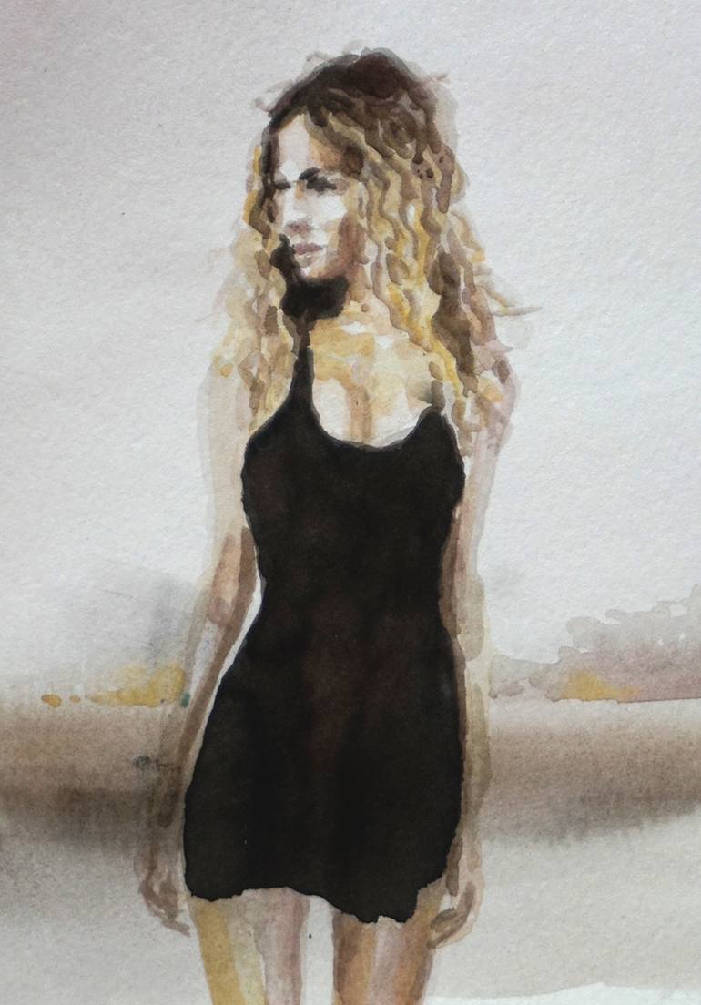 Original Figurative Beach Painting by Oscar Alvarez