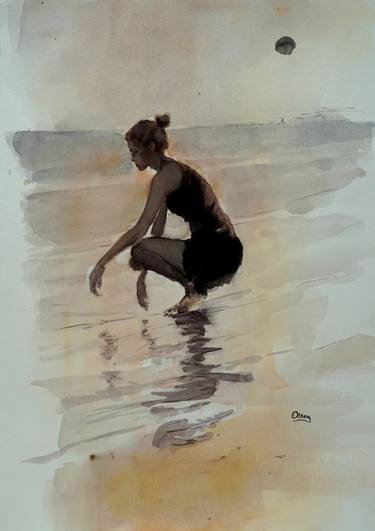 Print of Figurative Beach Paintings by OSCAR ALVAREZ