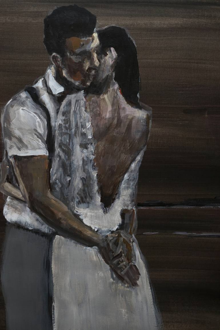 Original Figurative Love Painting by OSCAR ALVAREZ