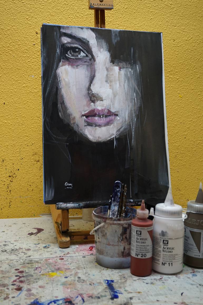 Original Figurative People Painting by Oscar Alvarez