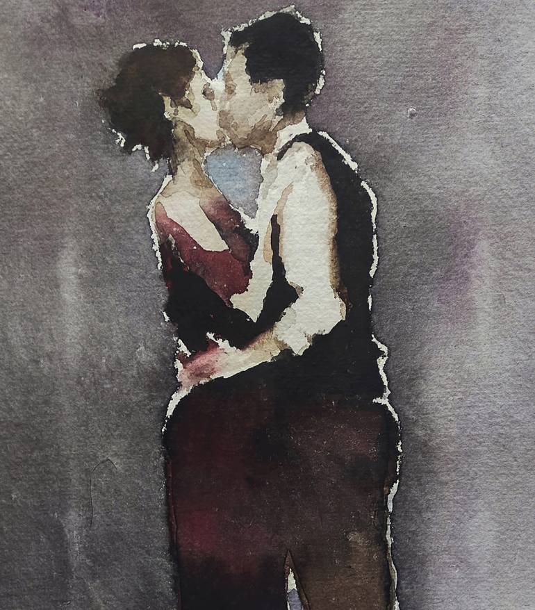 Original Figurative Love Painting by OSCAR ALVAREZ