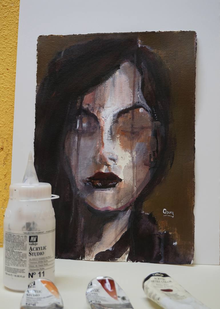 Original Portrait Painting by OSCAR ALVAREZ