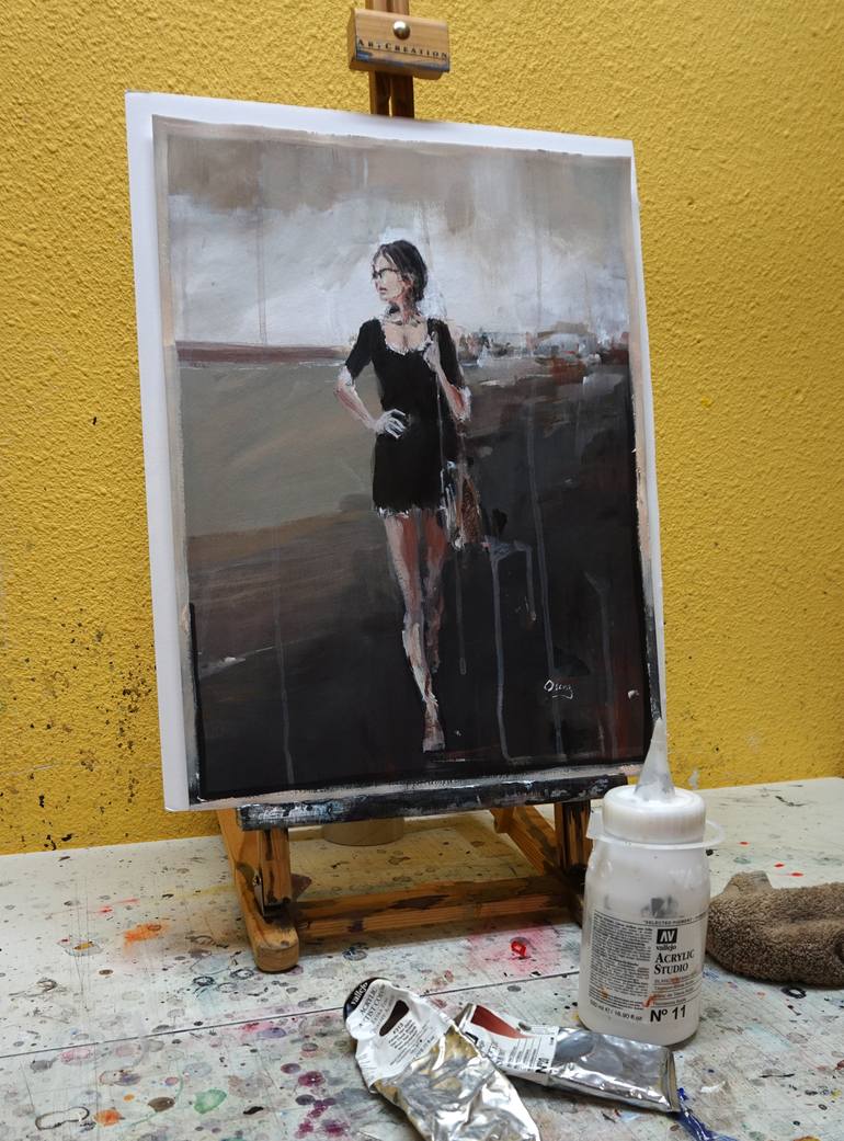 Original Figurative People Painting by Oscar Alvarez