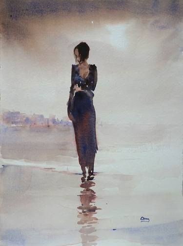 Print of Figurative Beach Paintings by OSCAR ALVAREZ