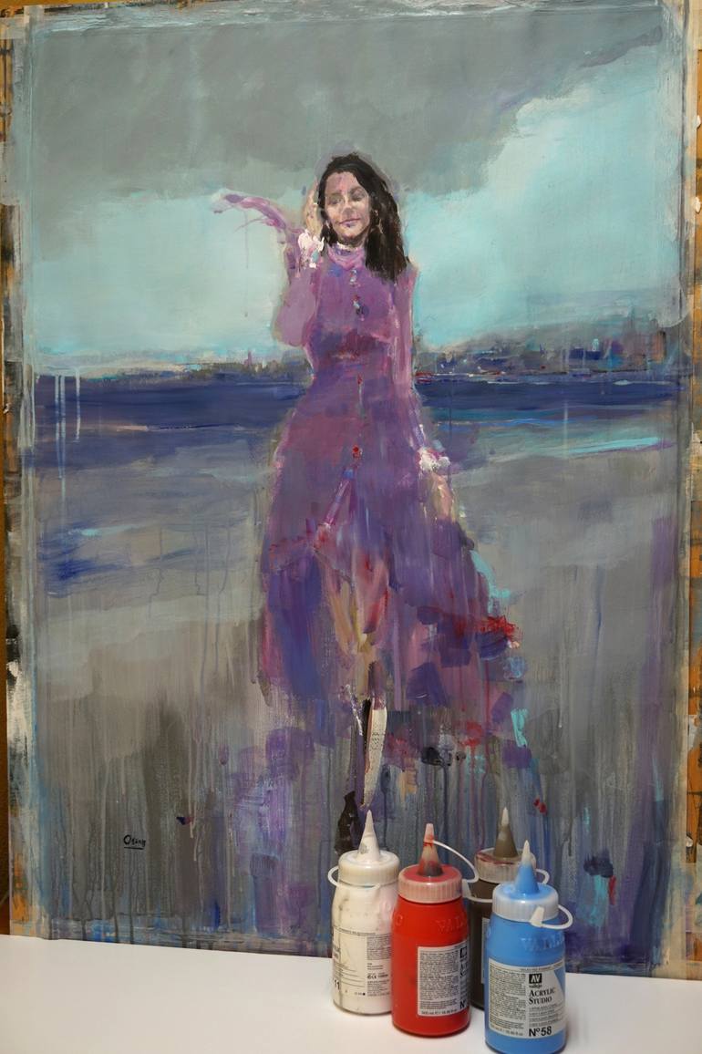 Original Figurative Portrait Painting by OSCAR ALVAREZ