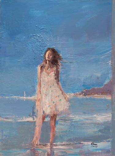 Print of Figurative Beach Paintings by OSCAR ALVAREZ