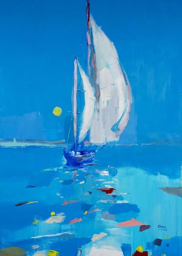 Print of Sailboat Paintings by OSCAR ALVAREZ