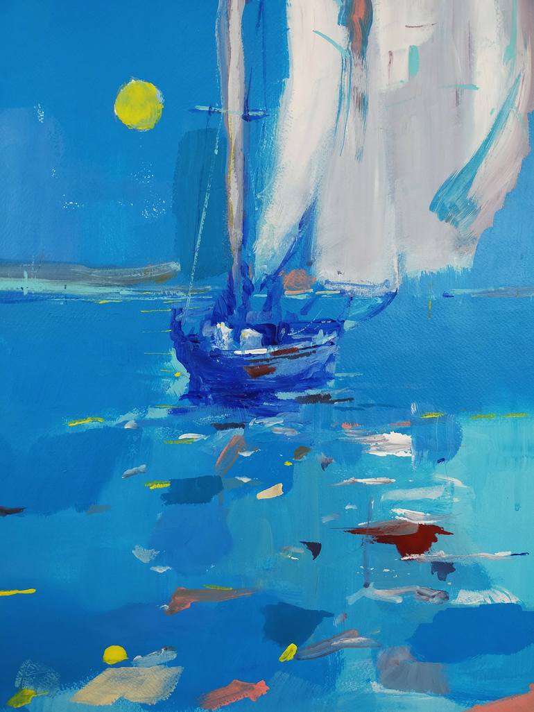 Original Figurative Sailboat Painting by OSCAR ALVAREZ