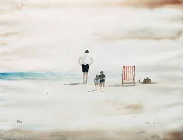 Print of Figurative Beach Paintings by OSCAR ALVAREZ
