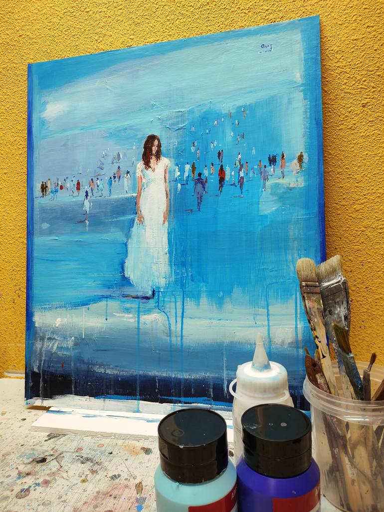 Original Figurative People Painting by Oscar Alvarez