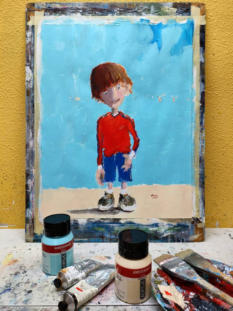 Original Figurative Cartoon Painting by Oscar Alvarez