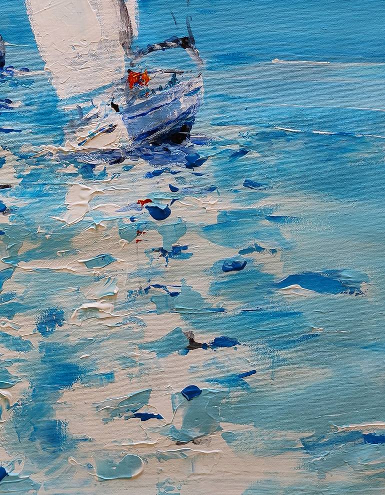 Original Figurative Sailboat Painting by OSCAR ALVAREZ