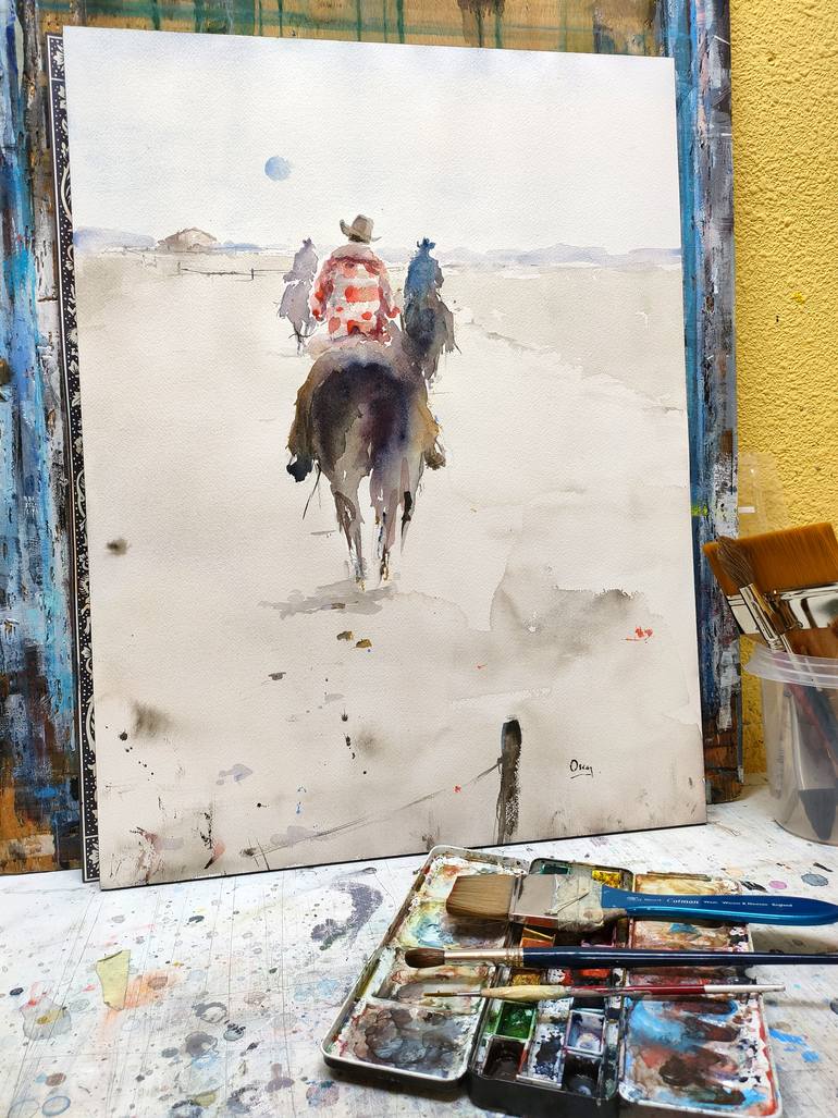 Original Figurative People Painting by Oscar Alvarez