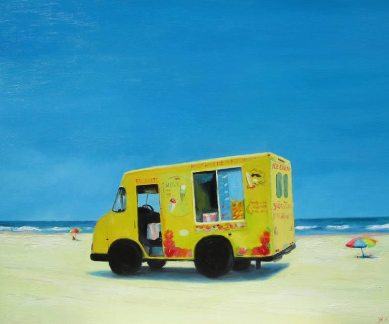 Ice cream truck SOLD Painting by Ieva Baklane | Saatchi Art