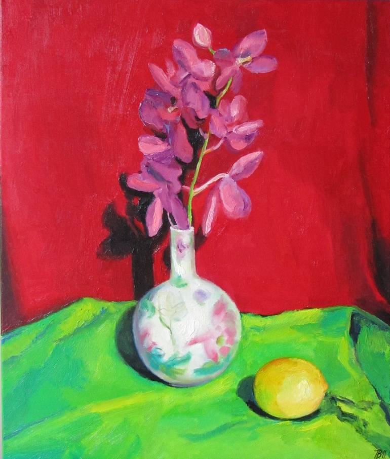Orchid in the Chinese vaseSOLD Painting by Ieva Baklane | Saatchi Art