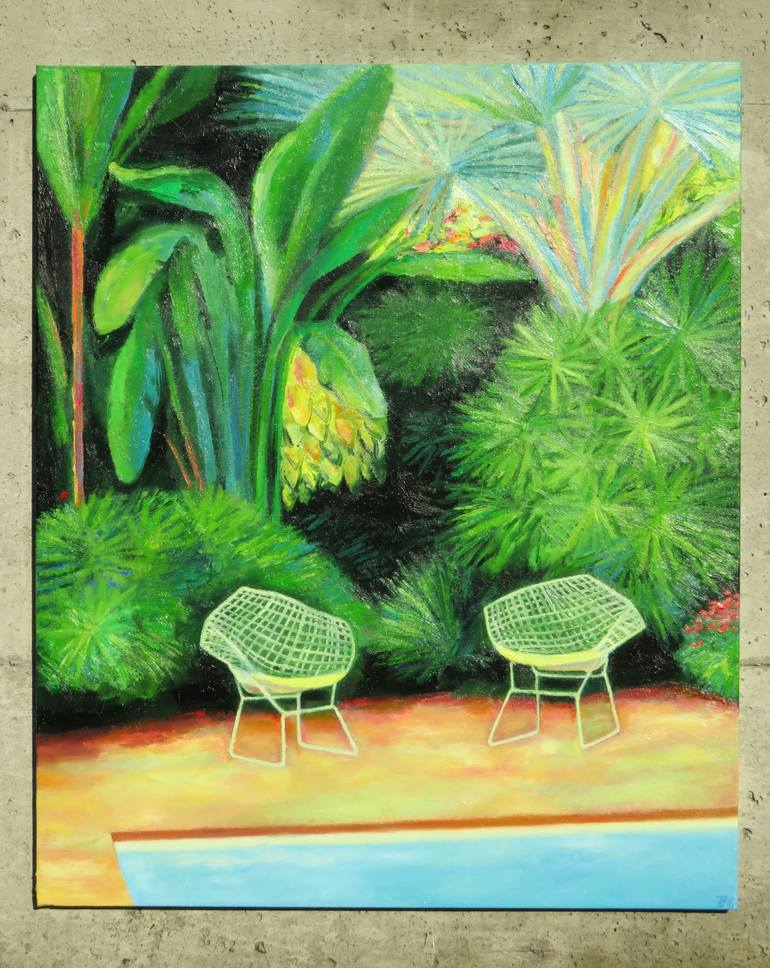 Original Impressionism Garden Painting by Ieva Baklane