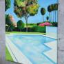 "Trees in bloom" 36" X 36" oil/canvas 2014.
This painting was inspired by serene gardens and architectural pools of California.