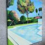 "Trees in bloom" 36" X 36" oil/canvas 2014.
This painting was inspired by serene gardens and architectural pools of California.