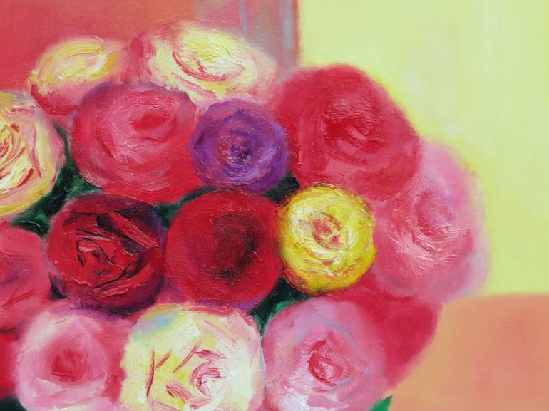 Original Impressionism Floral Painting by Ieva Baklane