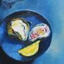 "Oysters" 20" X 24" oil/canvas 2010.
This painting was inspired by savouring of fresh oysters.