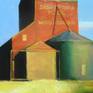 "Grain elevator in the evening sun" 30" X 36" oil/canvas 2017.
(Sold.Private collection,Vancouver,Canada).
This painting was inspired by majestic architecture of grain elevators in Western Canada.