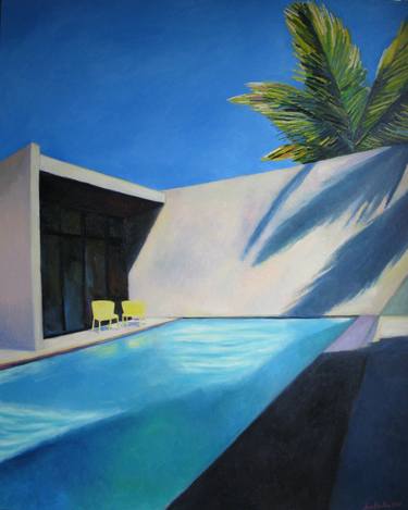 "Pool and two yellow chairs" SOLD image