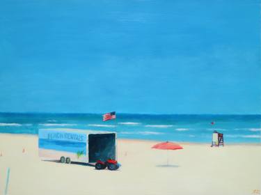 Print of Realism Beach Paintings by Ieva Baklane