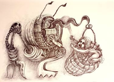 Original Expressionism Fantasy Drawings by Flo Preda