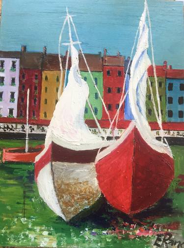 Original Abstract Boat Paintings by Elizabeth Rance