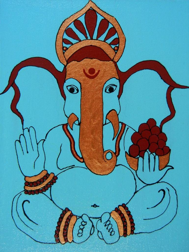 Lamabakarna - Large eared Ganesha Painting by Kruti Shah | Saatchi Art