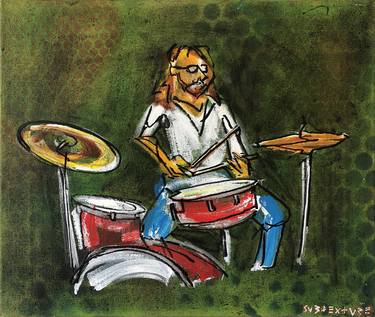 Drummer on green texture thumb