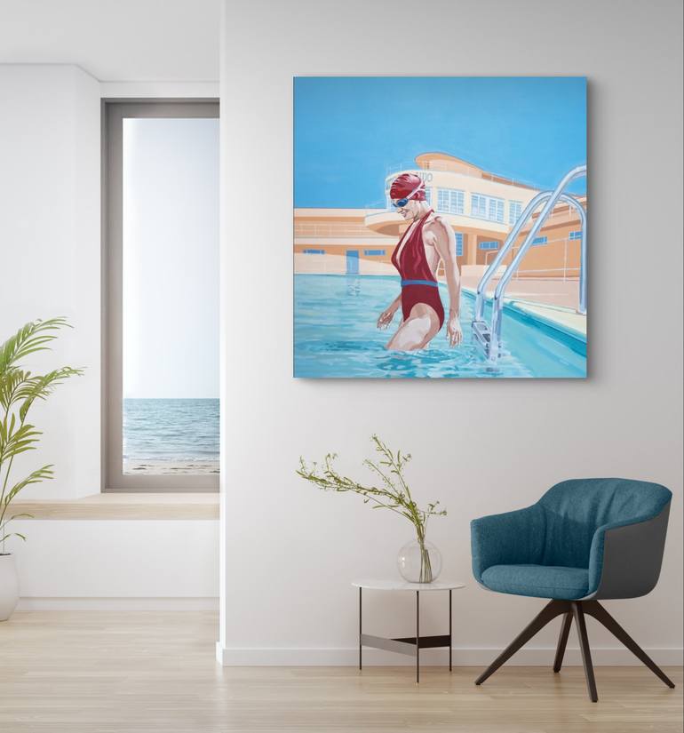 Original Art Deco Water Painting by Phil Bower