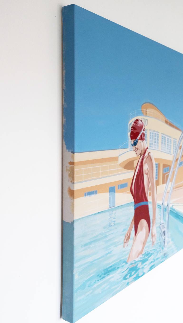 Original Art Deco Water Painting by Phil Bower