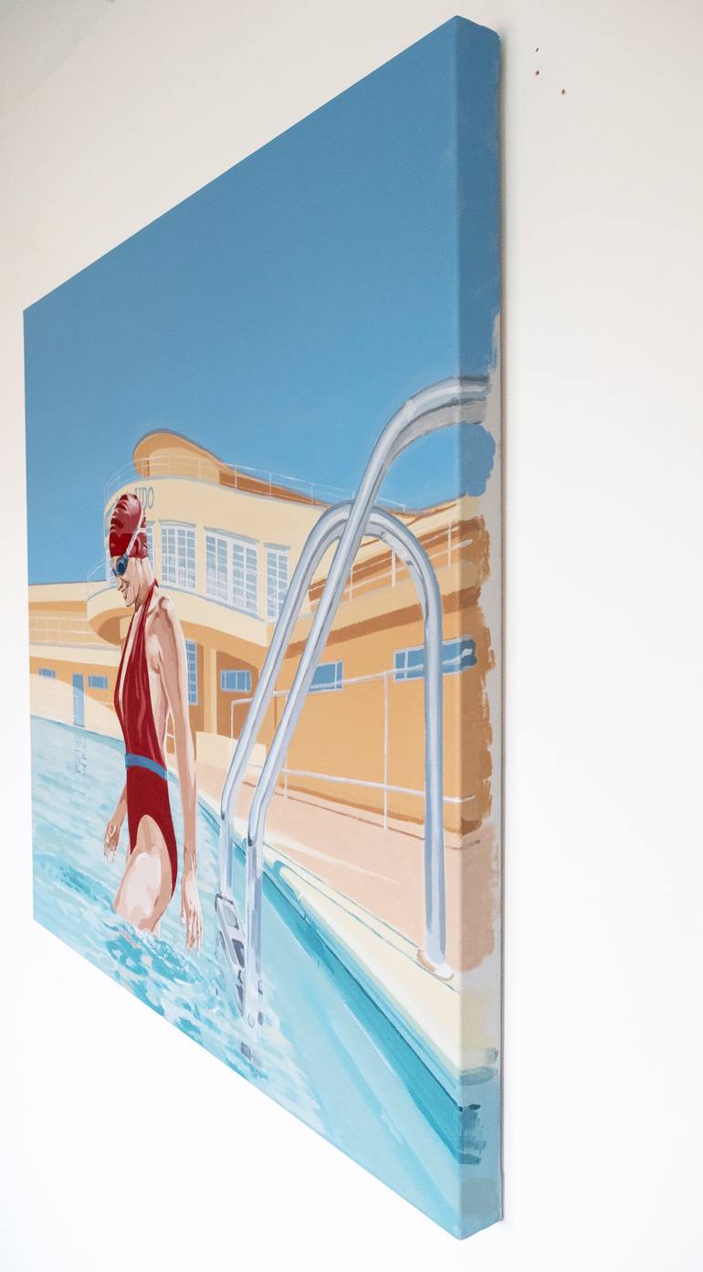 Original Art Deco Water Painting by Phil Bower