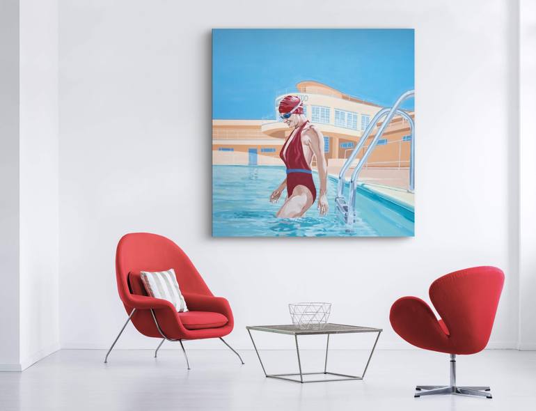 Original Art Deco Water Painting by Phil Bower