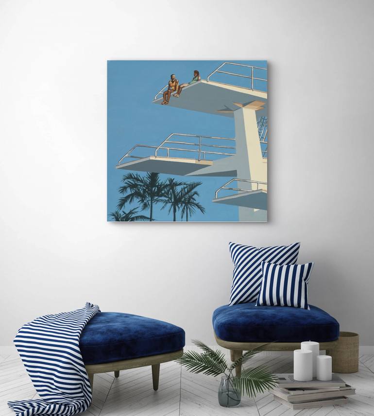 Original Modernism Architecture Painting by Phil Bower