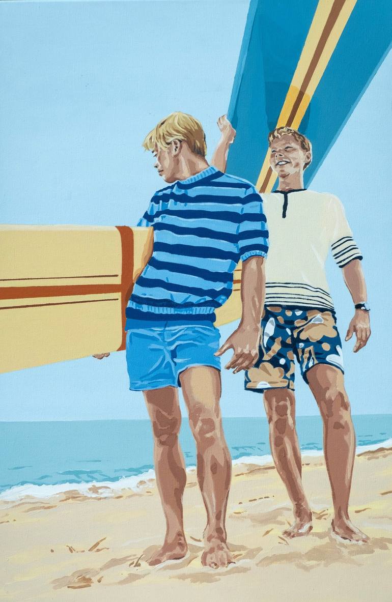 Original Figurative Beach Paintings by Phil Bower