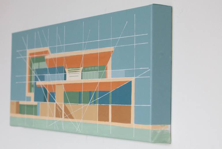 Original Art Deco Architecture Painting by Phil Bower