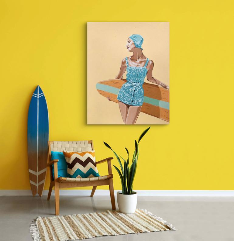 Original Modernism Beach Painting by Phil Bower