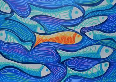 Original Abstract Fish Paintings by Roko Ivanda
