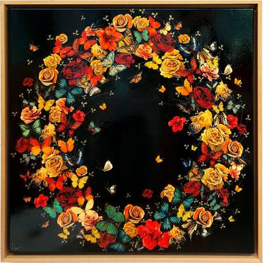 Butterfly Wreath on Black thumb
