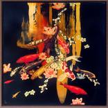 Koi on Black/Gold/Cadmium Orange by Lily Greenwood