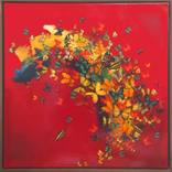 Butterflies on Crimson/Prussian Blue/Gold by Lily Greenwood